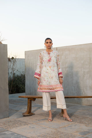 SS24DA-2291 L-PINK EMBROIDERED KURTA WITH TROUSER