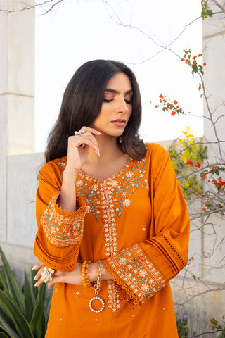DA-2304 MUSTARD EMBROIDERED KURTA WITH TROUSER