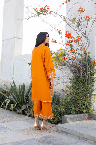 DA-2304 MUSTARD EMBROIDERED KURTA WITH TROUSER