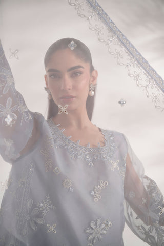 SS24DA-2425   GREY  2PCS  EMBROIDERED KURTA WITH TROUSER