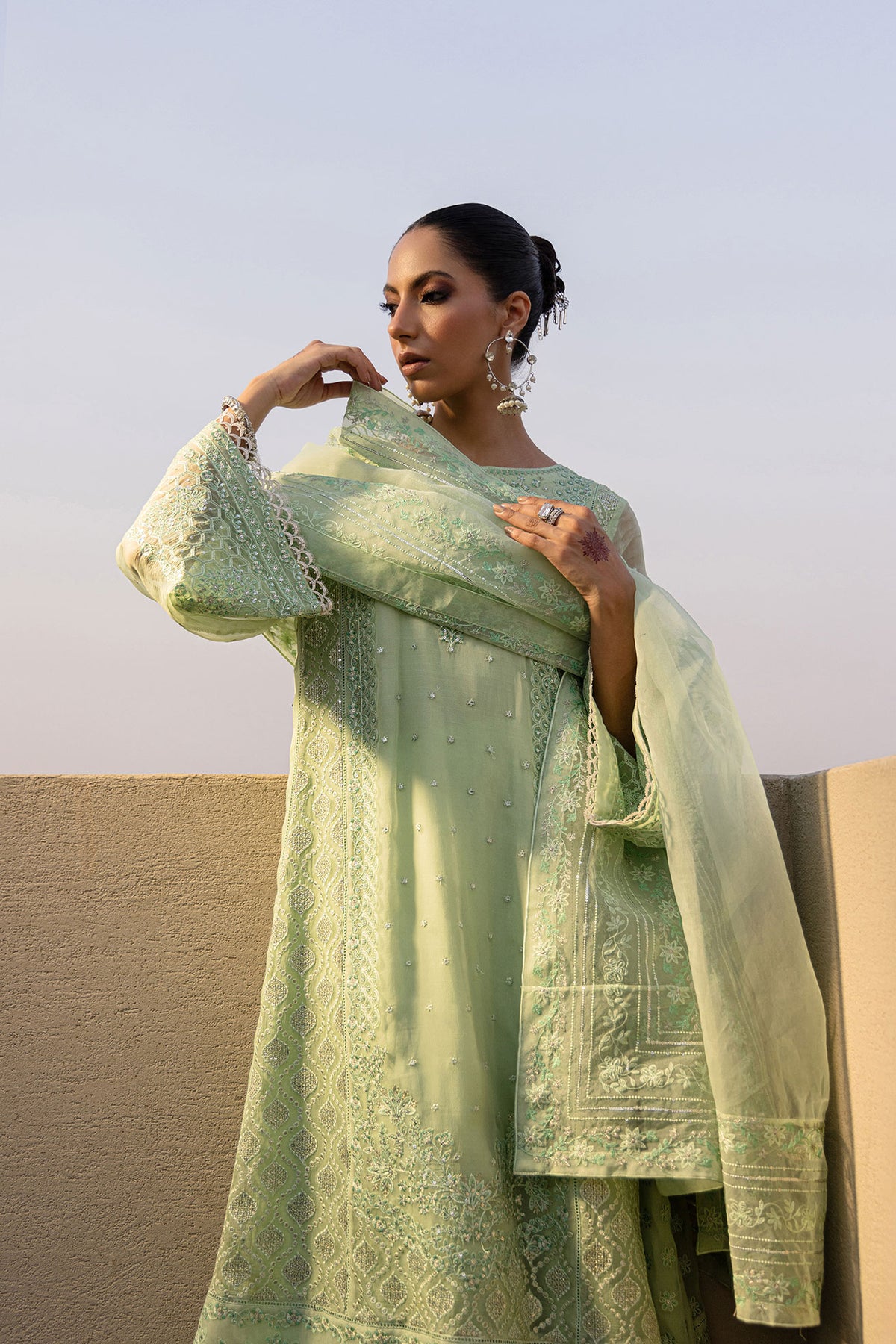 FW24DD-2654  LIGHT GREEN DUPATTA