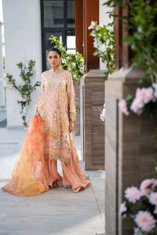 SS25DD-2687 PEACH DUPATTA