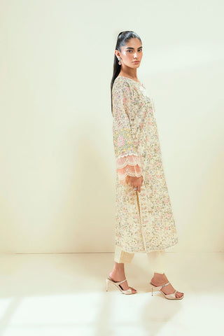 SS24DA-2592  OFF-WHITE  2PCS EMBROIDERED KURTA WITH TROUSER