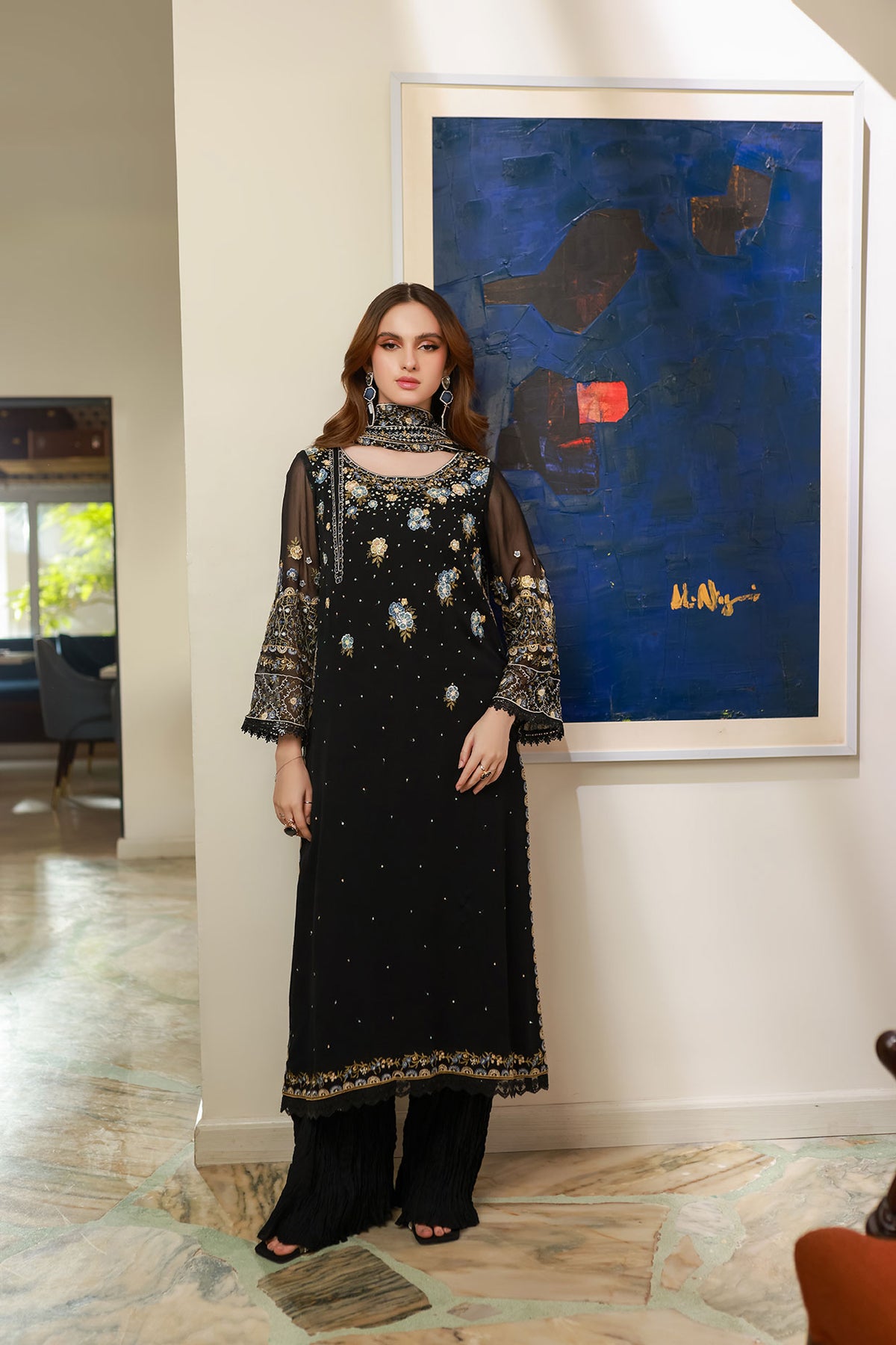 SS25DD-2720  BLACK DUPATTA