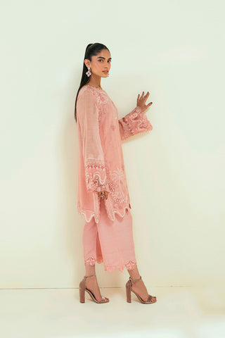 SS25DA-2737 PINK  2PCS EMBROIDERED KURTA WITH TROUSER