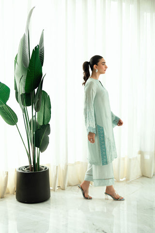 SS25DA-2747 MINT GREEN  2PCS EMBROIDERED KURTA WITH TROUSER