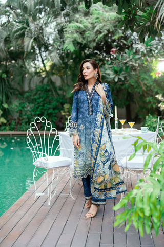 Blue dupatta by Dhanak