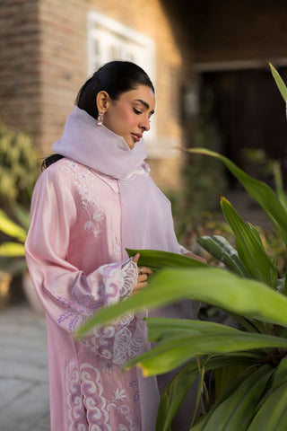 SS25DA-2765   PINK  2PCS  EMBROIDERED KURTA WITH TROUSER