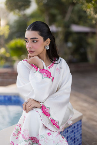 SS25DA-2766  CREAM  2PCS  EMBROIDERED KURTA WITH TROUSER