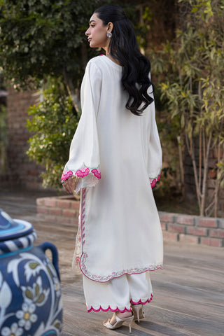 SS25DA-2766  CREAM  2PCS  EMBROIDERED KURTA WITH TROUSER