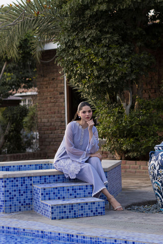 SS25DA-2769  LAVENDER  2PCS  EMBROIDERED KURTA WITH TROUSER