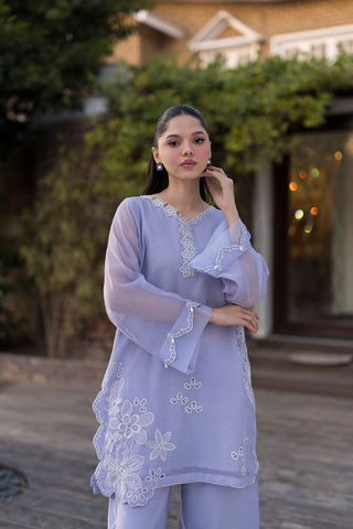 SS25DA-2769  LAVENDER  2PCS  EMBROIDERED KURTA WITH TROUSER