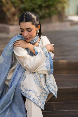 SS25DA-2774   BEIGE  2PCS  EMBROIDERED KURTA WITH TROUSER