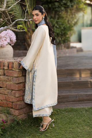 SS25DA-2774   BEIGE  2PCS  EMBROIDERED KURTA WITH TROUSER