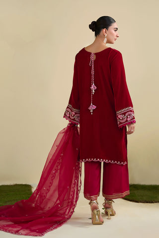 FW25DD-2820  MAROON  EMBROIDERED  DUPATTA