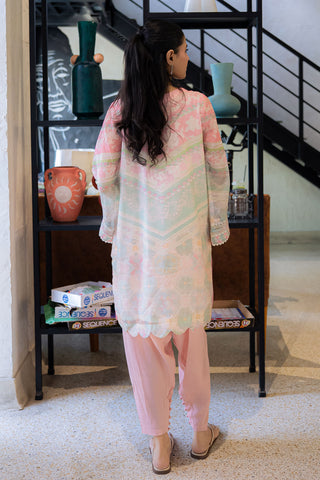 FW25DA-2857 L-PINK 2PCS  EMBROIDERED KURTA WITH TROUSER