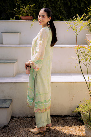 FW25DA-2859 GREEN 2PCS  EMBROIDERED KURTA WITH TROUSER