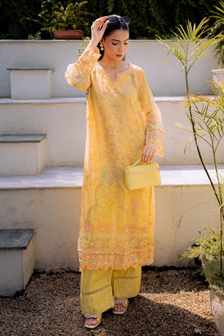 FW25DA-2860 YELLOW 2PCS  EMBROIDERED KURTA WITH TROUSER