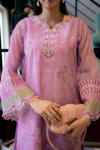 FW25DA-2861 LILAC 2PCS  EMBROIDERED KURTA WITH TROUSER