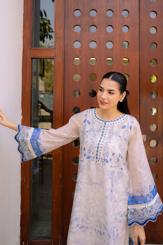 FW25DA-2864 OFF-WHITE 2PCS  EMBROIDERED KURTA WITH TROUSER