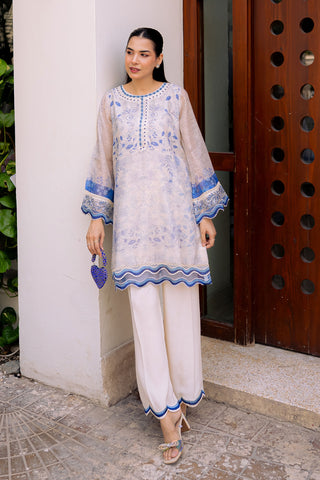 FW25DA-2864 OFF-WHITE 2PCS  EMBROIDERED KURTA WITH TROUSER