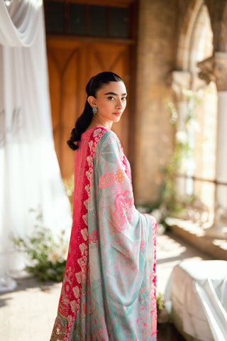 SS26DA-2900 Pink 2-piece hand-embellished silk ensemble featuring intricate detailing and delicate craftsmanship.