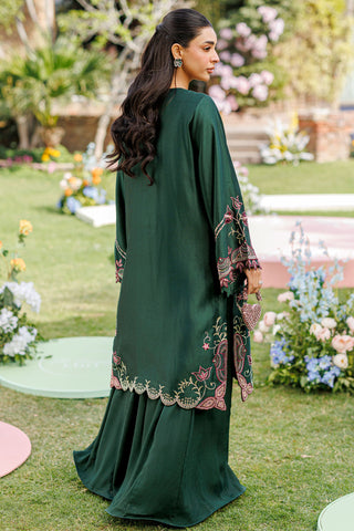 SS26DA-2902 BOTTLE GREEN 2PCS  EMBROIDERED KURTA WITH TROUSER