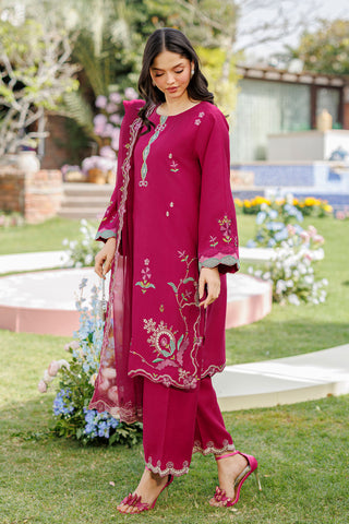 SS26DA-2903 MAGENTA 2PCS  EMBROIDERED KURTA WITH TROUSER
