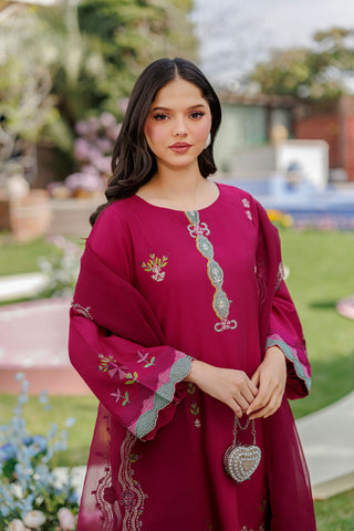 SS26DA-2903 MAGENTA 2PCS  EMBROIDERED KURTA WITH TROUSER