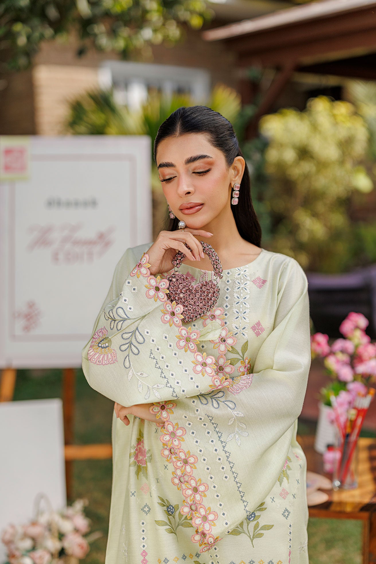SS26DA-2904 MINT GREEN 2PCS  EMBROIDERED KURTA WITH TROUSER