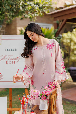 SS26DA-2906 PINK 2PCS  EMBROIDERED KURTA WITH TROUSER