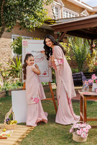 SS26DA-2906 PINK 2PCS  EMBROIDERED KURTA WITH TROUSER