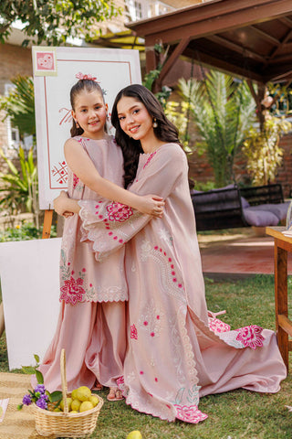 SS26DA-2906 PINK 2PCS  EMBROIDERED KURTA WITH TROUSER