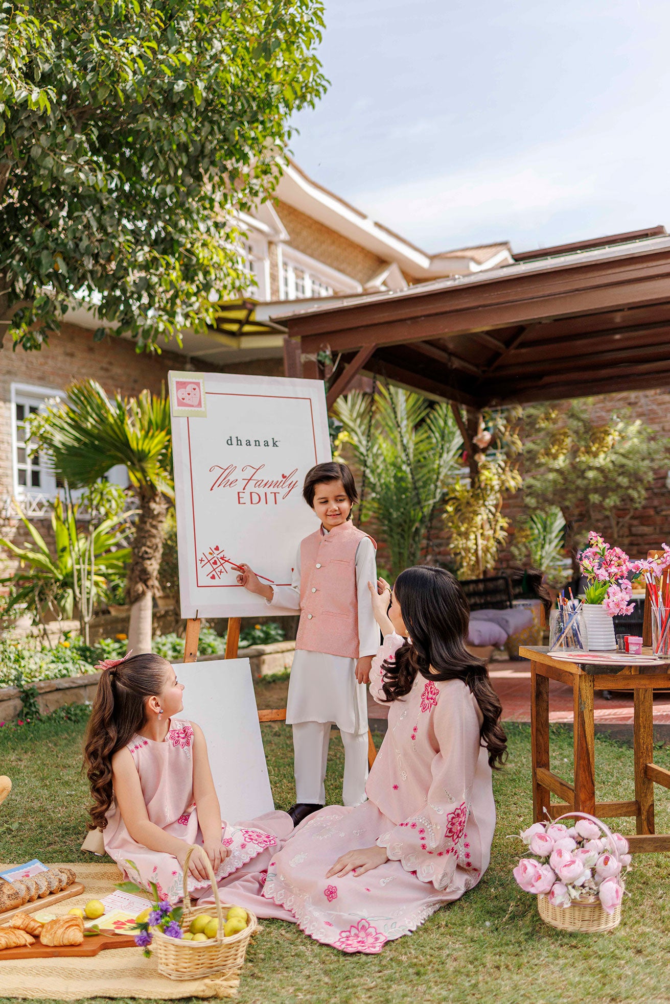 SS26DA-2906 PINK 2PCS  EMBROIDERED KURTA WITH TROUSER