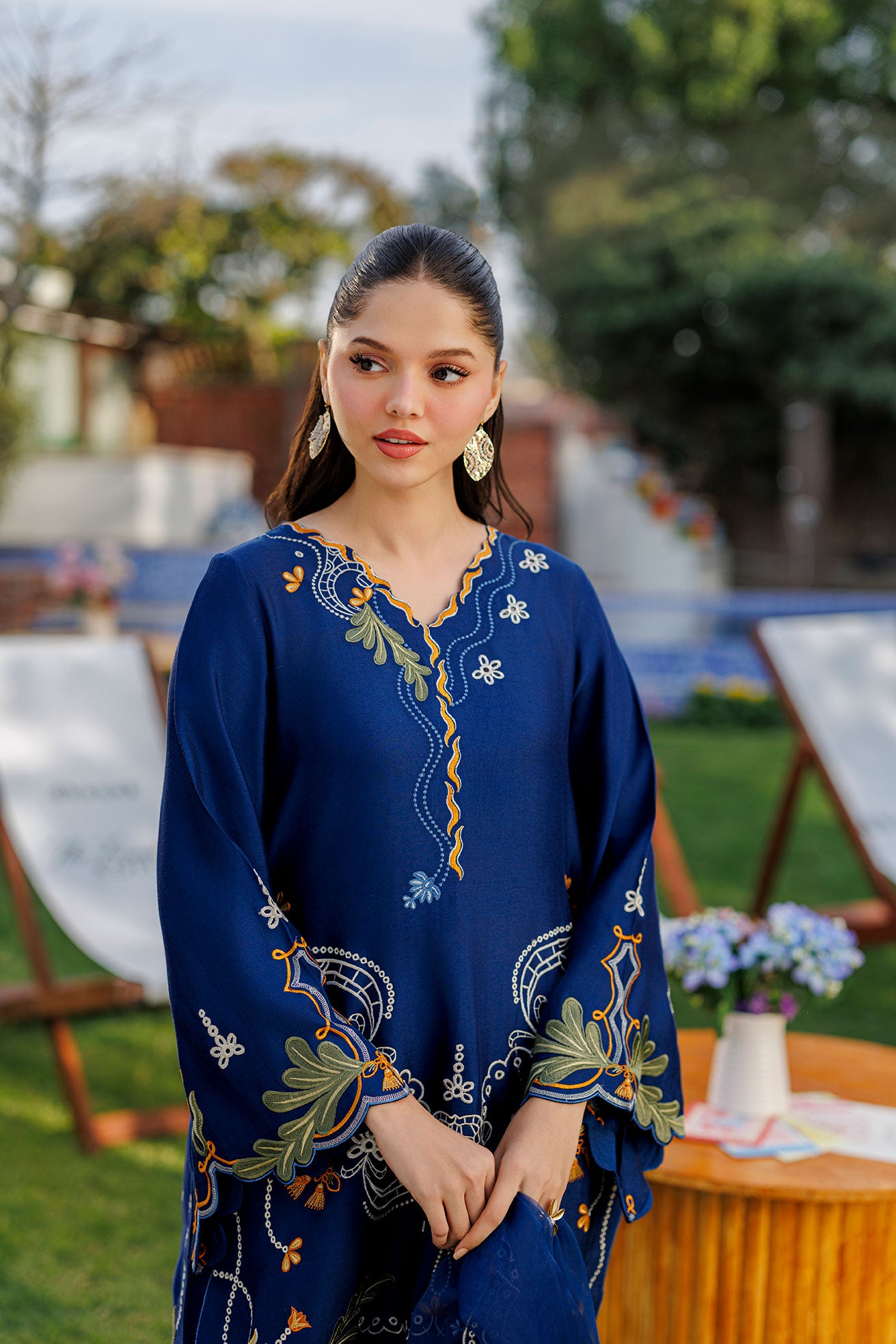 SS26DA-2907 ROYAL BLUE 2PCS  EMBROIDERED KURTA WITH TROUSER