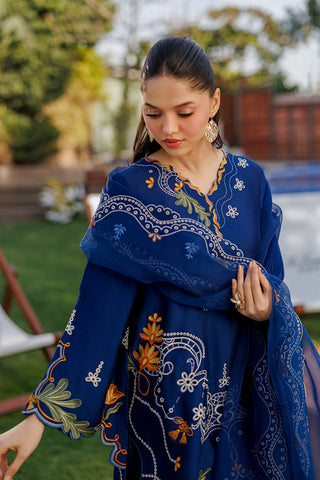 SS26DA-2907 ROYAL BLUE 2PCS  EMBROIDERED KURTA WITH TROUSER