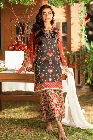 SS26DA-2911 BLACK-SILK TUNIC- 2PCS HAND EMBELLISHED  SHIRT WITH TROUSER