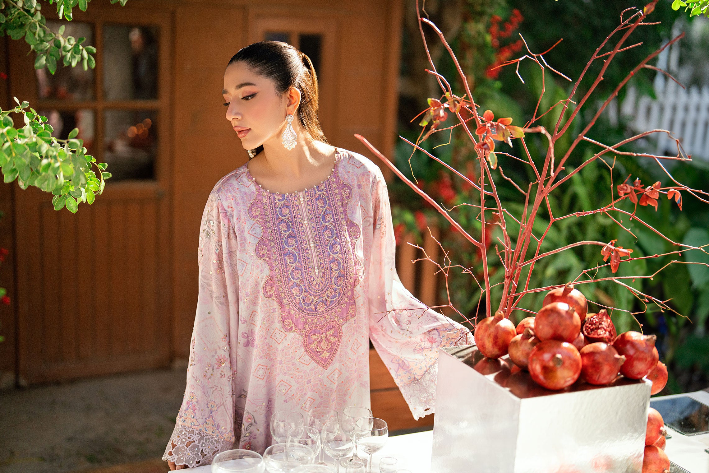 SS26DA-2914 LIGHT PINK -SILK TUNIC - 1PCS HAND EMBELLISHED  KAFTAN