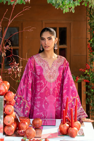 SS26DA-2915 DARK PINK -SILK TUNIC - 1PCS HAND EMBELLISHED  KAFTAN
