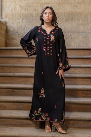 SS26DA-2920 BLACK - 1PCS - EMBROIDERED KAFTAN