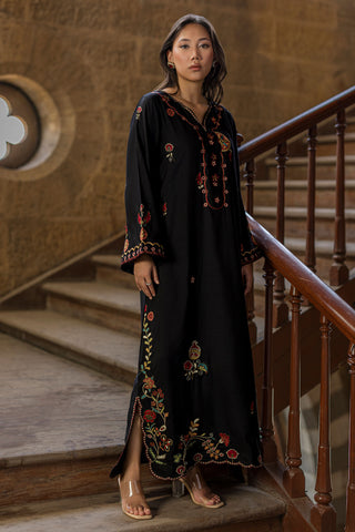 SS26DA-2920 BLACK - 1PCS - EMBROIDERED KAFTAN