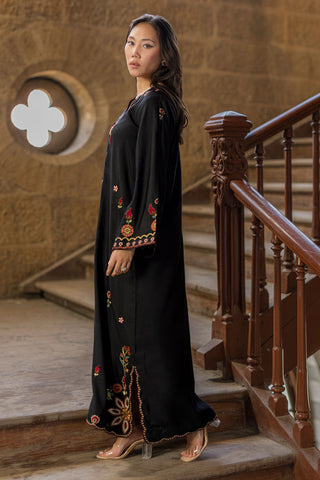 SS26DA-2920 BLACK - 1PCS - EMBROIDERED KAFTAN