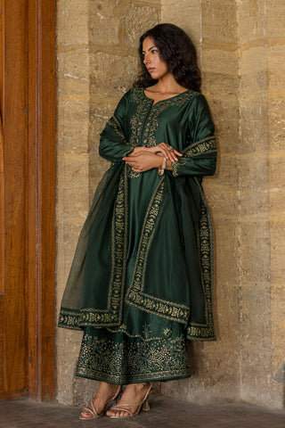 DUPATTA: SS26DD-2922  GREEN EMBROIDED DUPATTA