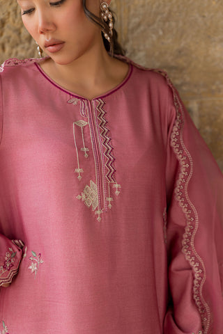 SS26DA-2926 PINK 2PCS  EMBROIDERED KURTA WITH TROUSER