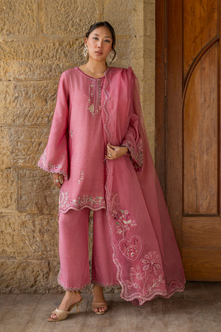 DUPATTA: SS26DD-2926  PINK EMBROIDED DUPATTA