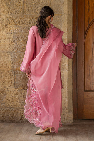 DUPATTA: SS26DD-2926  PINK EMBROIDED DUPATTA