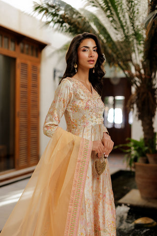 SS26DD-2932 PEACH  EMBROIDERY DUPATTA