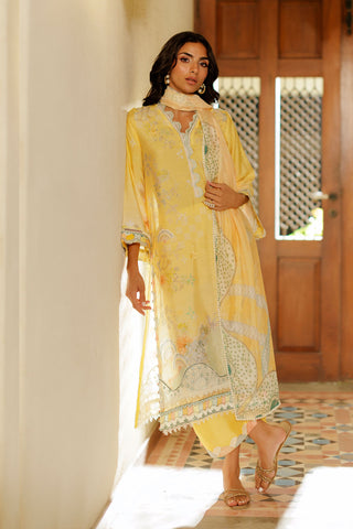 SS26DA-2941 YELLOW 2PCS  EMBROIDERED KURTA WITH TROUSER