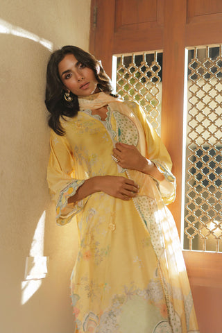 DUPATTA: SS26DD-2941  YELLOW PRINTED DUPATTA