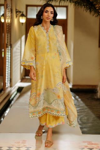 DUPATTA: SS26DD-2941  YELLOW PRINTED DUPATTA